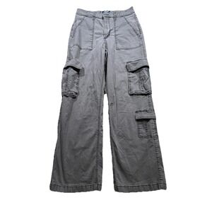 Hollister Ultra High Rise Baggy Wide Leg Gray Cargos Y2K Skater Retro Grunge 28R